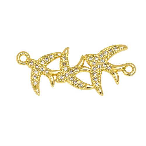 Cubic Zirconia Micro Pave Brass Connector, gold color plated, DIY & micro pave cubic zirconia 