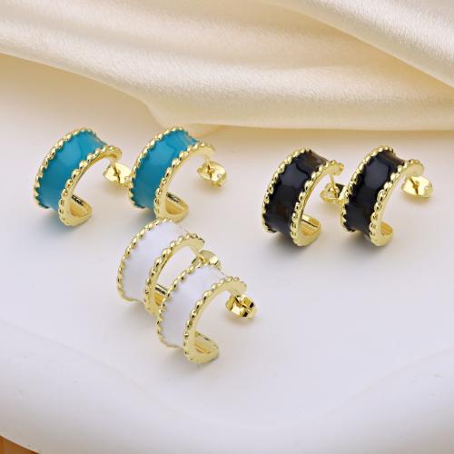 arete de latón, metal, chapado en color dorado, para mujer & esmalte, más colores para la opción, 9x17mm, Vendido por Par[