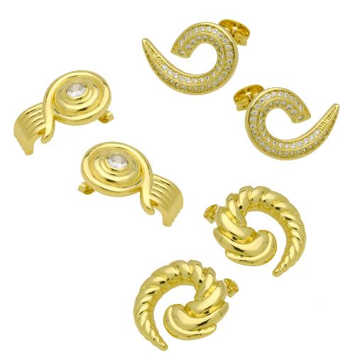 キュービックジルコニアマイクロパヴェブラスイヤリング, 銅, ゴールドメッキ, 異なるスタイルを選択 & マイクロパヴェジルコニア & 女性用, 無色, 売り手 ペア