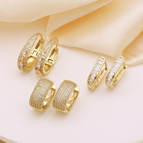 キュービックジルコニアマイクロパヴェブラスイヤリング, 銅, ゴールドメッキ, 異なるスタイルを選択 & マイクロパヴェジルコニア & 女性用, 無色, 売り手 ペア