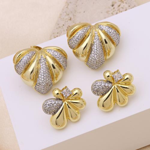 Cubic Zirconia Micro Pave Brass Earring, plated & micro pave cubic zirconia & for woman 