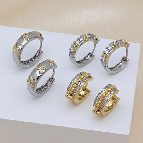 Cubic Zirconia Micro Pave Brass Earring, plated & micro pave cubic zirconia & for woman 