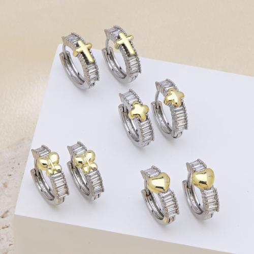 Cubic Zirconia Micro Pave Brass Earring, plated & micro pave cubic zirconia & for woman 