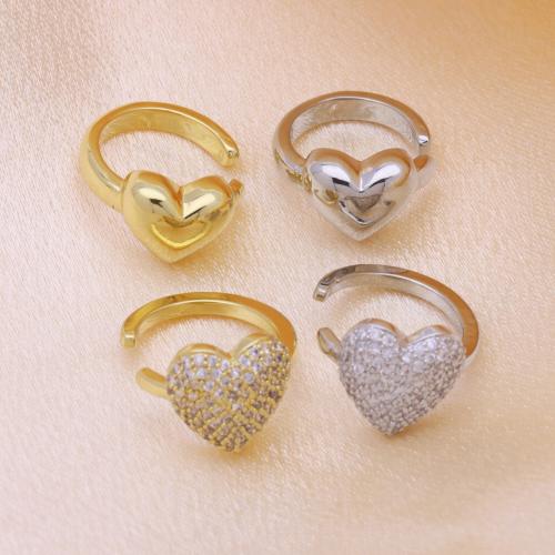 Cubic Zirconia Micro Pave Brass Earring, Heart, plated & micro pave cubic zirconia & for woman 