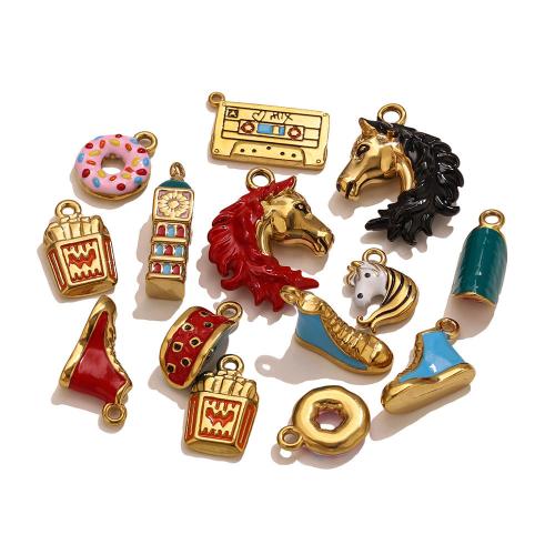 Enamel Stainless Steel Pendant, 304 Stainless Steel, gold color plated, DIY 