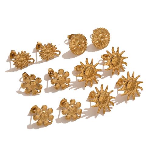 Stainless Steel Earring Stud Component, 304 Stainless Steel, gold color plated, DIY 