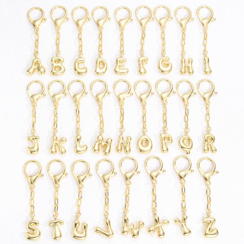 Brass Key Chain, Alphabet Letter, 18K gold plated, Unisex 