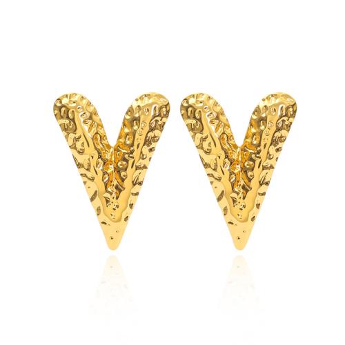 Acier inoxydable 304 boucle d oreille dormeuse, coeur, Placage de couleur d'or, bijoux de mode & pour femme Vendu par paire