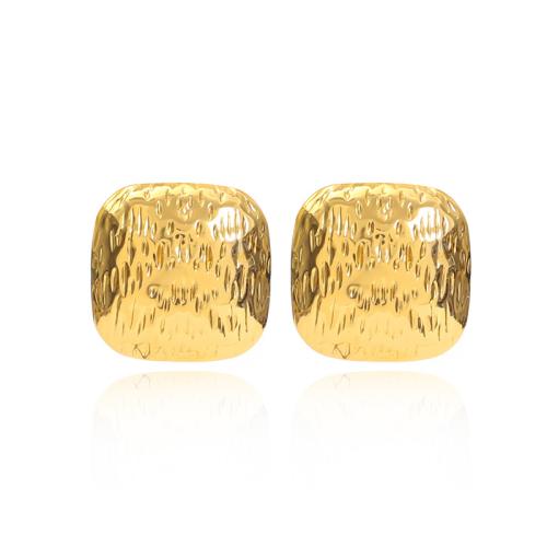 Acier inoxydable 304 boucle d oreille dormeuse, cadre, Placage de couleur d'or, bijoux de mode & pour femme, 18mm, Vendu par paire