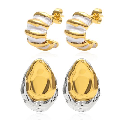 Acier inoxydable 304 boucle d oreille dormeuse, Placage ionique sous vide, styles différents pour le choix & pour femme & émail, Vendu par paire