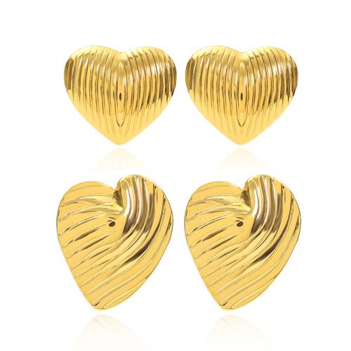 Acier inoxydable 304 boucle d oreille dormeuse, coeur, Placage de couleur d'or, styles différents pour le choix & pour femme, Vendu par paire