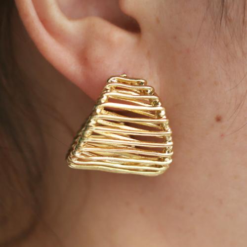 arete de latón, metal, chapado en color dorado, para mujer & hueco, más colores para la opción, 25x26mm, Vendido por Par[