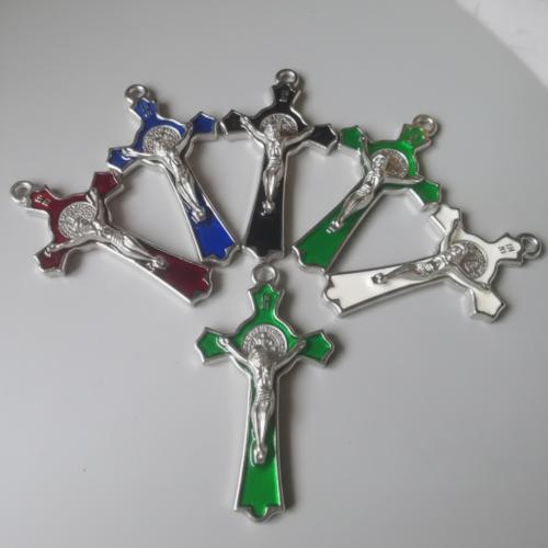 Zinc Alloy Cross Pendants, Crucifix Cross, plated, DIY & enamel 