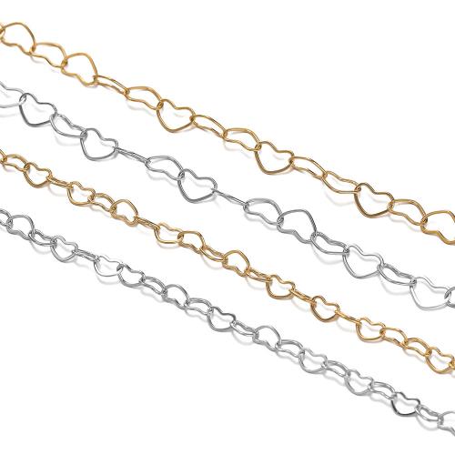 Bijoux chaîne en acier inoxydable, Acier inoxydable 304, coeur, Placage ionique sous vide, DIY & normes différentes pour le choix, plus de couleurs à choisir, Vendu par m
