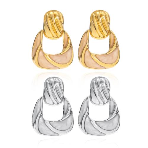 304 Stainless Steel Drop Earring, Geometrical Pattern, Vacuum Ion Plating, for woman & epoxy gel 