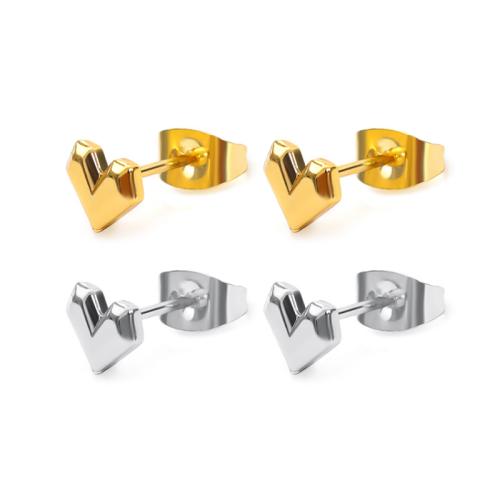 Acier inoxydable 304 boucle d oreille dormeuse, coeur, Placage ionique sous vide, bijoux de mode & pour femme, plus de couleurs à choisir, Vendu par paire