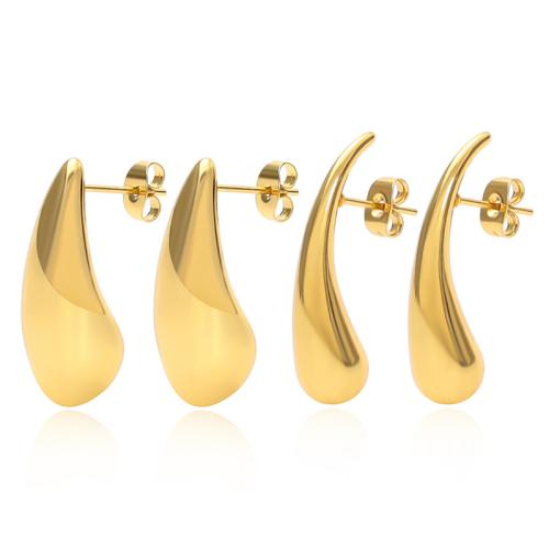 Acier inoxydable 304 boucle d oreille dormeuse, larme, Placage de couleur d'or, normes différentes pour le choix & pour femme, Vendu par paire
