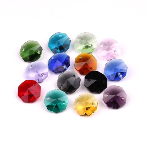 Plaqué Perles de verre, Motif géométrique, Placage, DIY & double trou, plus de couleurs à choisir, 14mm Vendu par sac