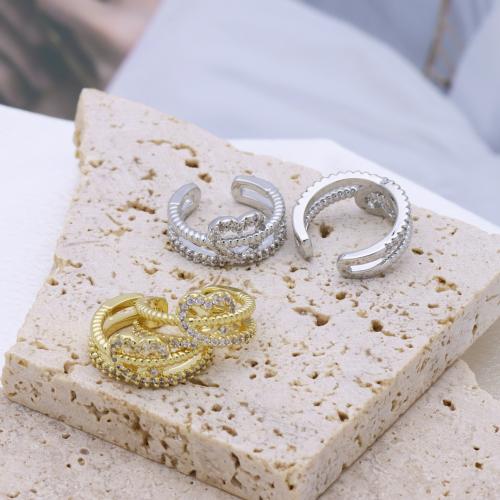 laiton Clip boucle d’oreille, coeur, Placage, pavé de micro zircon & pour femme, plus de couleurs à choisir Vendu par paire[