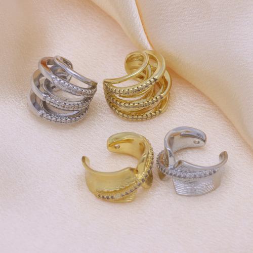 laiton Clip boucle d’oreille, Placage, styles différents pour le choix & pavé de micro zircon & pour femme, plus de couleurs à choisir, Vendu par paire[