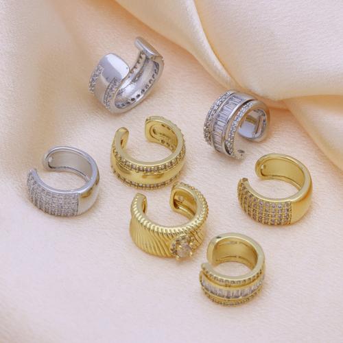 laiton Clip boucle d’oreille, Placage, styles différents pour le choix & pavé de micro zircon & pour femme, plus de couleurs à choisir, Vendu par paire[