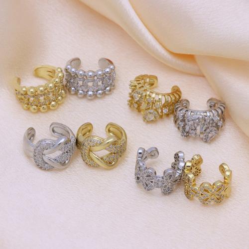 laiton Clip boucle d’oreille, Placage, styles différents pour le choix & pavé de micro zircon & pour femme, plus de couleurs à choisir, Vendu par paire[