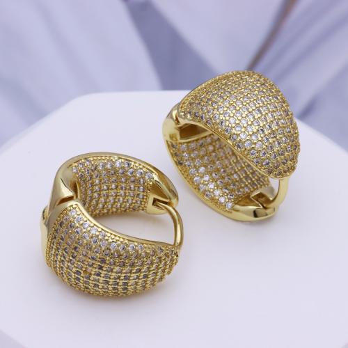 laiton Huggie Anneau d'oreille, Placage de couleur d'or, pavé de micro zircon & pour femme Vendu par paire[