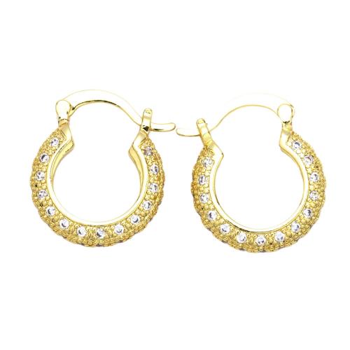 laiton Huggie Anneau d'oreille, Placage de couleur d'or, pavé de micro zircon & pour femme Vendu par paire[