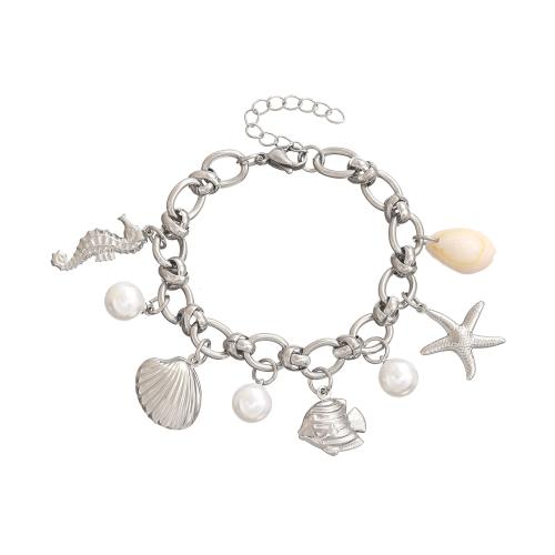 Acier inoxydable 304 bracelet, avec perle de plastique, avec 5cm chaînes de rallonge, Placage, conception océan & styles différents pour le choix & pour femme Environ 18 cm, Vendu par PC