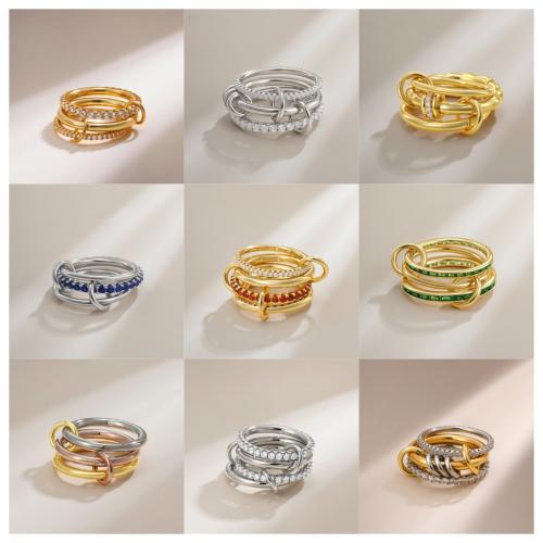 laiton bague, Placage, unisexe & normes différentes pour le choix & styles différents pour le choix & pavé de micro zircon Vendu par PC[