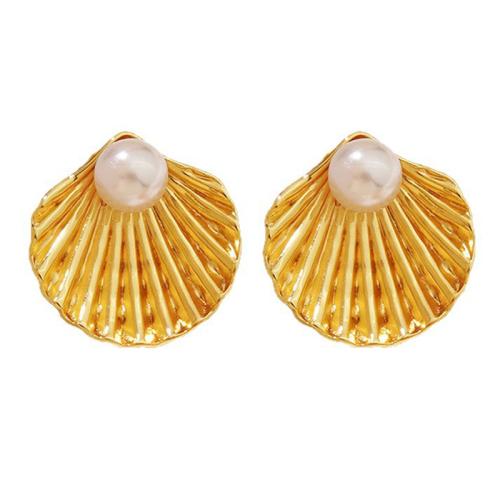 Acier inoxydable 304 boucle d oreille dormeuse, avec perle de plastique, Placage de couleur d'or, styles différents pour le choix & pour femme & émail, Vendu par paire