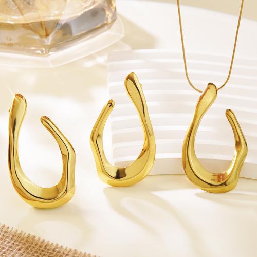 Acier inoxydable 304 parure de bijoux, boucle d'oreille & collier, Placage de couleur d'or, styles différents pour le choix & pour femme, Vendu par fixé