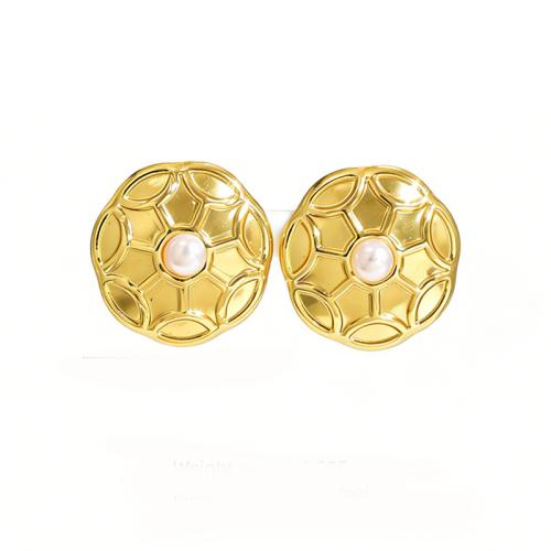 Acier inoxydable 304 boucle d oreille dormeuse, avec perle de plastique, Placage de couleur d'or, styles différents pour le choix & pour femme, Vendu par paire