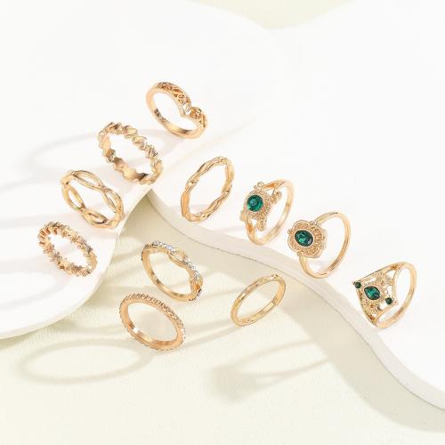 Zinklegierung Ring Set, plattiert, verschiedene Stile für Wahl & für Frau & mit Strass, Größe:5-9, verkauft von setzen