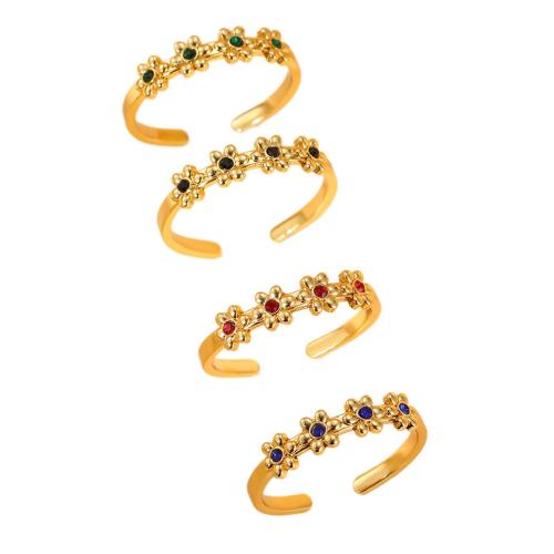 laiton Cuff Bague, Placage de couleur d'or, styles différents pour le choix & pavé de micro zircon & pour femme Vendu par PC