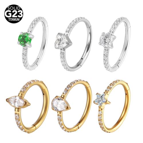 Titanium Alloy Nose Piercing Jewelry, plated, Unisex  & micro pave cubic zirconia 