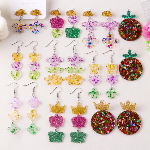 Acrylique Boucle d'oreille goutte, peinture, styles différents pour le choix & pour femme, Vendu par paire