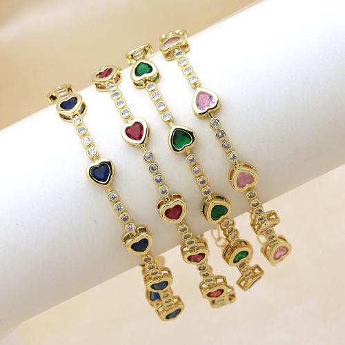 Cúbicos Circonia pulsera Latón de Micro pavimenta, metal, con 5cm extender cadena, chapado en color dorado, para mujer & con circonia cúbica, más colores para la opción, longitud:aproximado 18 cm, Vendido por Sarta