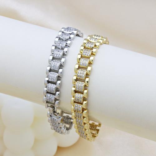 Cúbicos Circonia pulsera Latón de Micro pavimenta, metal, chapado, para mujer & con circonia cúbica, más colores para la opción, 10mm, longitud:aproximado 18 cm, Vendido por Sarta