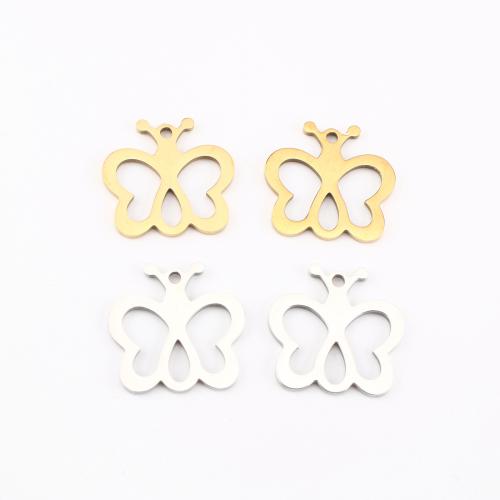 Pendentifs d'animaux en acier inoxydable , Acier inoxydable 304, papillon, Placage, DIY & creux, plus de couleurs à choisir Vendu par PC