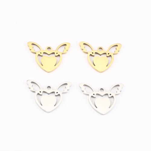 pendentifs de cœur en inox , Acier inoxydable 304, Coeur avec des ailes, Placage, DIY & creux, plus de couleurs à choisir Vendu par PC