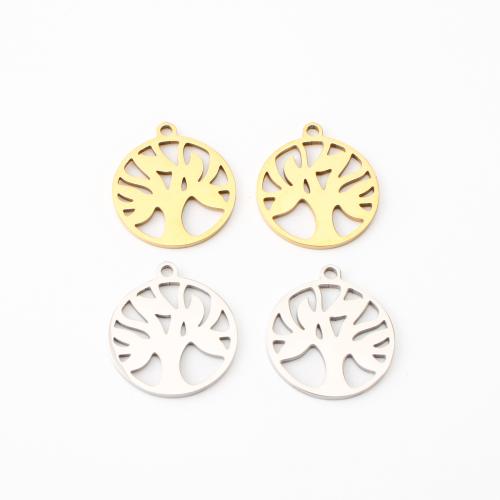 Pendentif creux en acier inoxydable, Acier inoxydable 304, arbre, Placage, DIY, plus de couleurs à choisir Vendu par PC