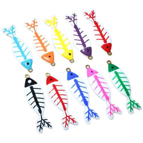 Pendentifs en acier inoxydable émail, Acier inoxydable 304, poisson, Placage de couleur d'or, DIY, plus de couleurs à choisir Vendu par PC