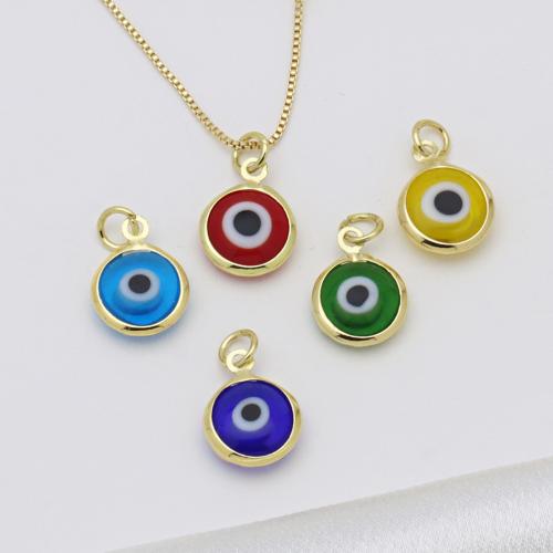 Moda Mal Ojo Pendiente, metal, ojo de malvado, chapado en color dorado, esmalte de doble cara & Bricolaje, más colores para la opción, 11x17mm, Vendido por UD