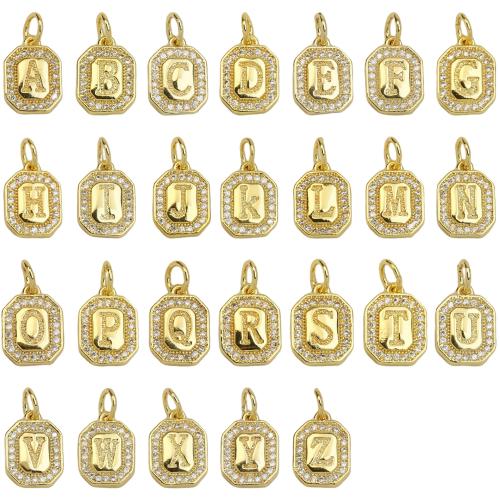 Pendentifs de Lettre laiton , Placage de couleur d'or, lettres sont de A à Z & DIY & styles différents pour le choix & pavé de micro zircon, plus de couleurs à choisir, Vendu par PC