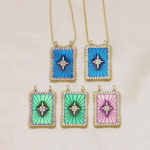 Cubic Zirconia Micro Pave Brass Pendant, gold color plated, DIY & micro pave cubic zirconia & enamel & double-hole 