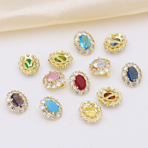 Cubic Zirconia Micro Pave Brass Pendant, gold color plated, DIY & with cubic zirconia 