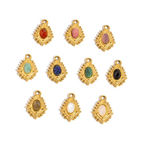 Pendentif bijoux de pierre gemme, Acier inoxydable 304, avec pierre gemme, Placage de couleur d'or, DIY & différents matériaux pour le choix Vendu par sac