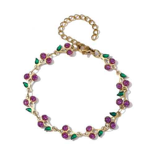 acero inoxidable 304 Pulsera, con Perlas de plástico ABS & Piedras preciosas & resina, chapado en color dorado, diferentes estilos para la opción & para mujer & esmalte & con diamantes de imitación, Vendido por UD