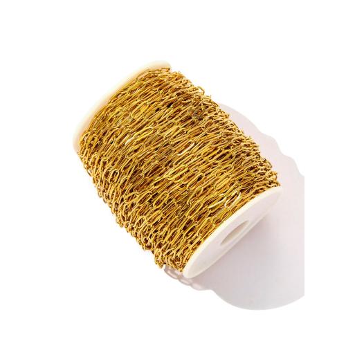 Bijoux chaîne en acier inoxydable, Acier inoxydable 304, Placage de couleur d'or, DIY & styles différents pour le choix Vendu par bobine
